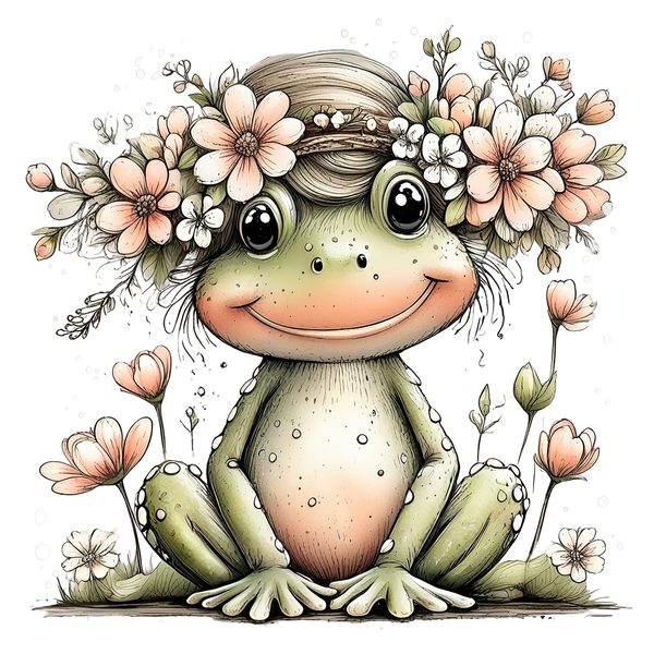 45 Whimsical Frog Clipart | Watercolor Sketch Style | Commercial Use — image 26