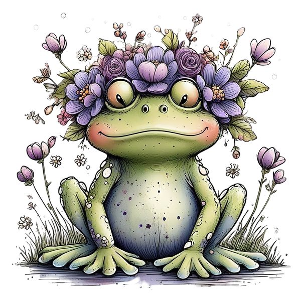 45 Whimsical Frog Clipart | Watercolor Sketch Style | Commercial Use — image 27