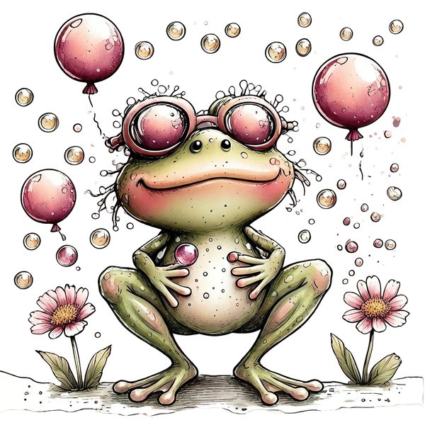 45 Whimsical Frog Clipart | Watercolor Sketch Style | Commercial Use — image 39