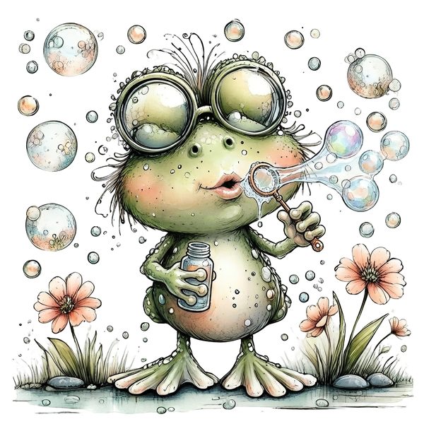 45 Whimsical Frog Clipart | Watercolor Sketch Style | Commercial Use — image 41