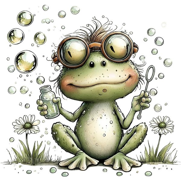 45 Whimsical Frog Clipart | Watercolor Sketch Style | Commercial Use — image 43