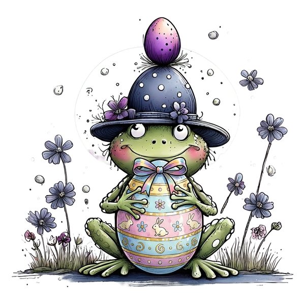 45 Whimsical Frog Clipart | Watercolor Sketch Style | Commercial Use — image 46