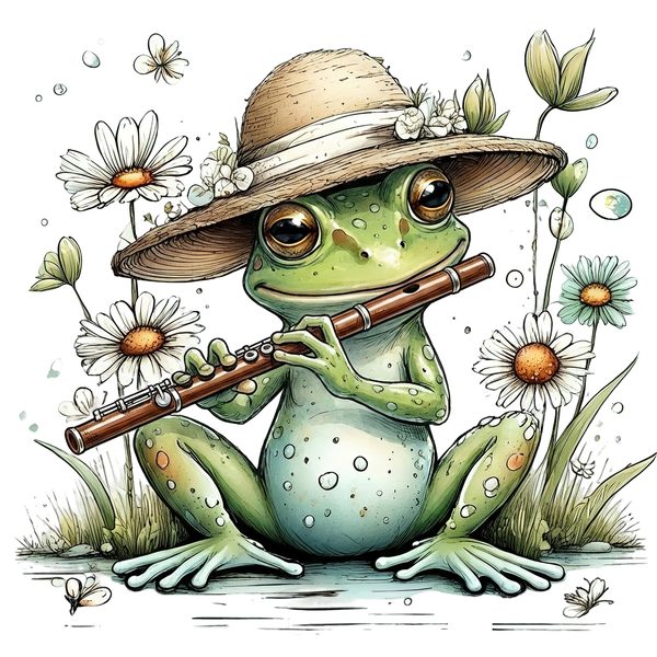 45 Whimsical Frog Clipart | Watercolor Sketch Style | Commercial Use — image 47