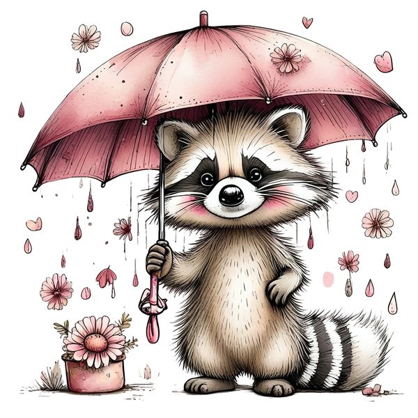 45 Whimsical Raccoon Clipart Bundle | Watercolor Sketch Style | Commercial Use — image 1