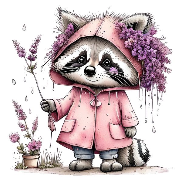 45 Whimsical Raccoon Clipart Bundle | Watercolor Sketch Style | Commercial Use — image 2