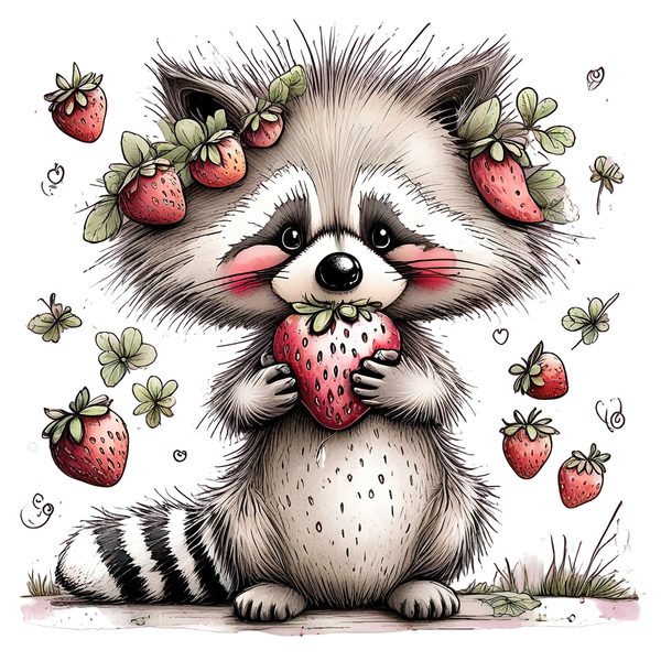 45 Whimsical Raccoon Clipart Bundle | Watercolor Sketch Style | Commercial Use — image 6