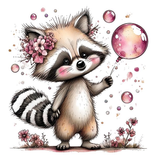 45 Whimsical Raccoon Clipart Bundle | Watercolor Sketch Style | Commercial Use — image 11
