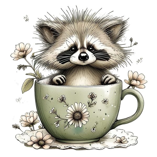 45 Whimsical Raccoon Clipart Bundle | Watercolor Sketch Style | Commercial Use — image 20