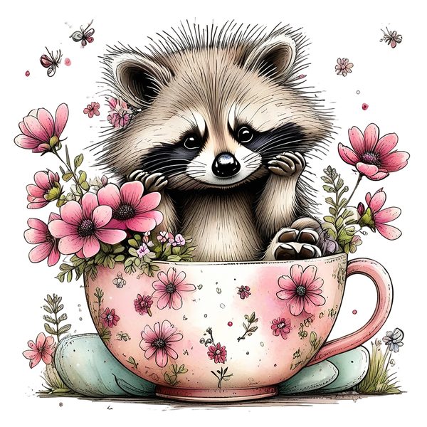 45 Whimsical Raccoon Clipart Bundle | Watercolor Sketch Style | Commercial Use — image 22