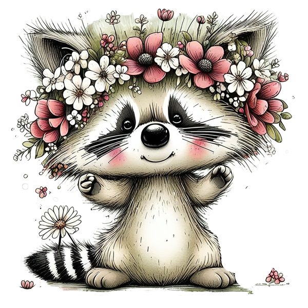 45 Whimsical Raccoon Clipart Bundle | Watercolor Sketch Style | Commercial Use — image 23
