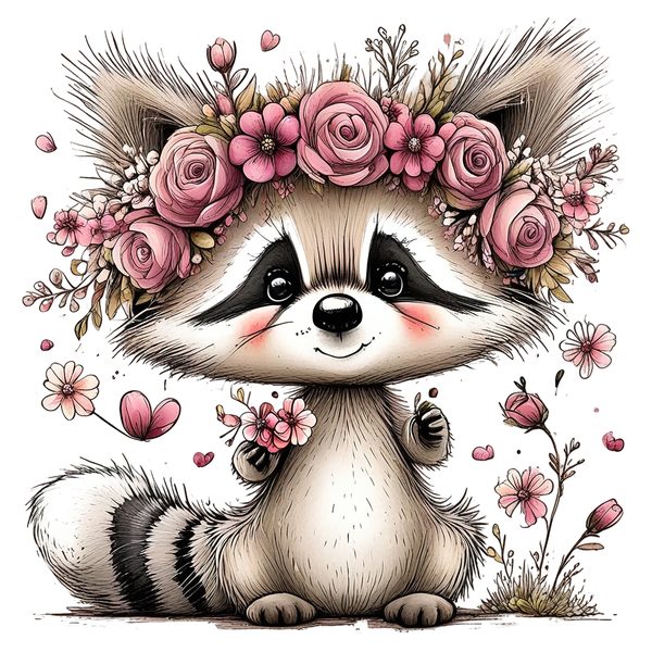 45 Whimsical Raccoon Clipart Bundle | Watercolor Sketch Style | Commercial Use — image 25
