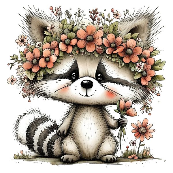 45 Whimsical Raccoon Clipart Bundle | Watercolor Sketch Style | Commercial Use — image 27