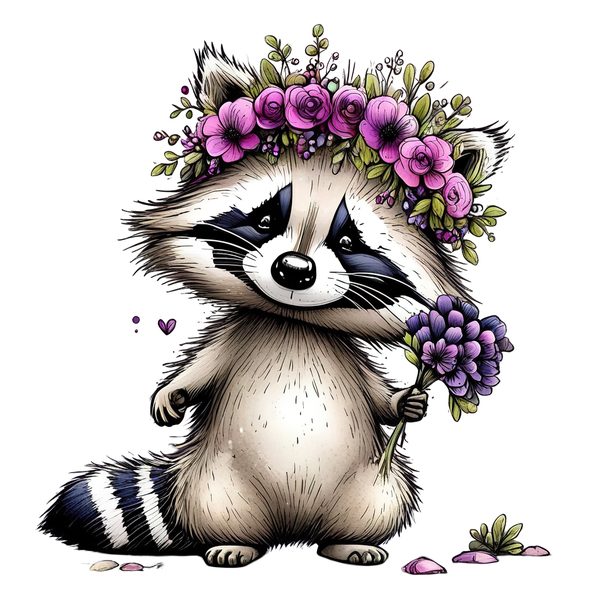 45 Whimsical Raccoon Clipart Bundle | Watercolor Sketch Style | Commercial Use — image 28