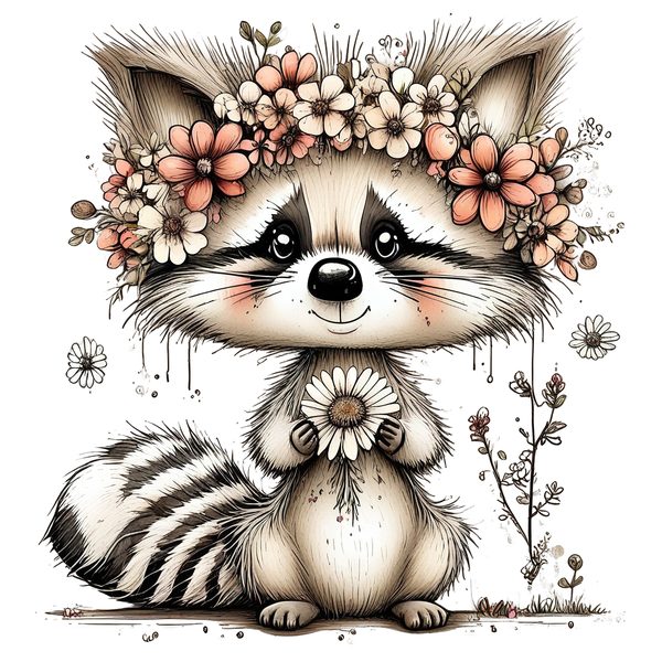 45 Whimsical Raccoon Clipart Bundle | Watercolor Sketch Style | Commercial Use — image 29