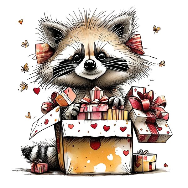 45 Whimsical Raccoon Clipart Bundle | Watercolor Sketch Style | Commercial Use — image 32