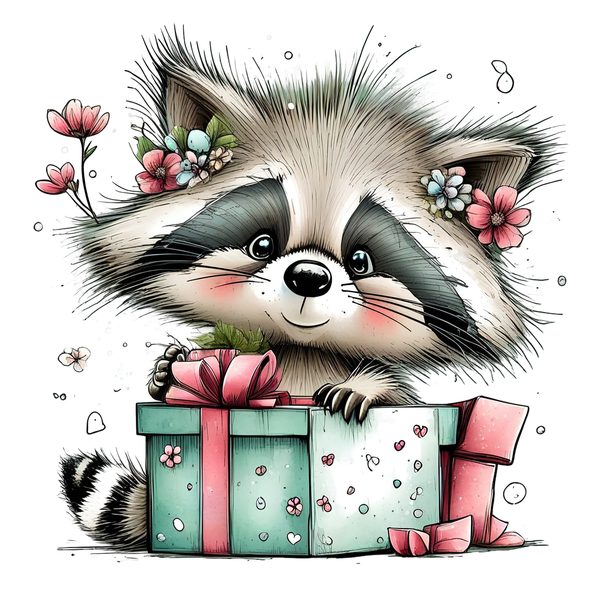 45 Whimsical Raccoon Clipart Bundle | Watercolor Sketch Style | Commercial Use — image 34