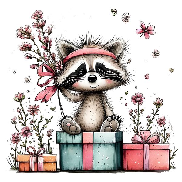 45 Whimsical Raccoon Clipart Bundle | Watercolor Sketch Style | Commercial Use — image 36