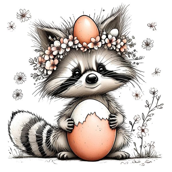 45 Whimsical Raccoon Clipart Bundle | Watercolor Sketch Style | Commercial Use — image 39