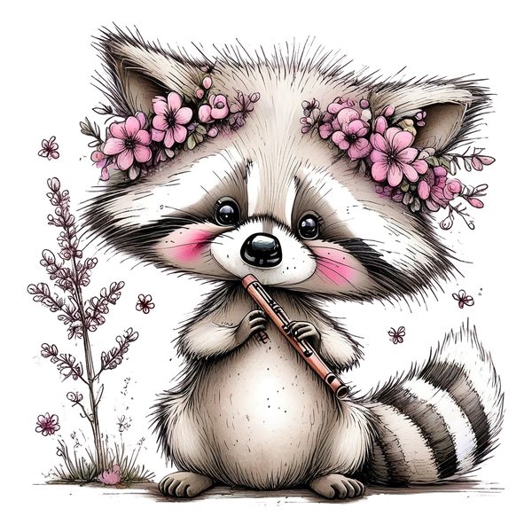 45 Whimsical Raccoon Clipart Bundle | Watercolor Sketch Style | Commercial Use — image 40