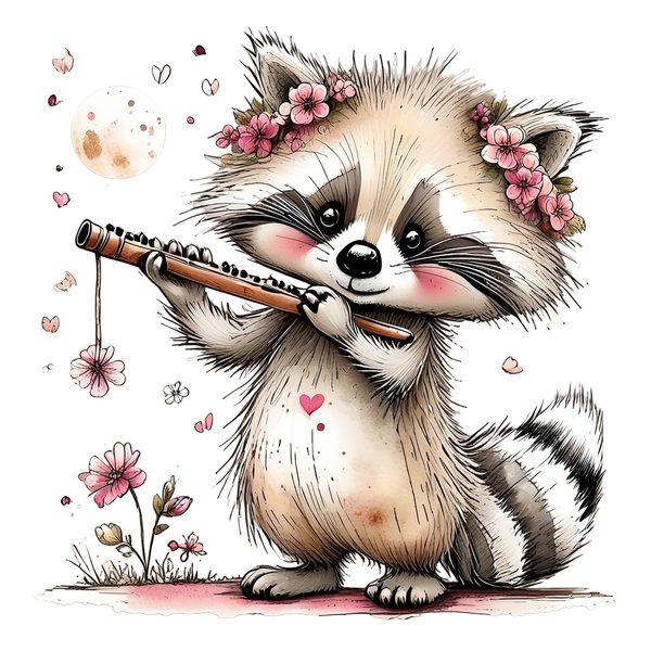 45 Whimsical Raccoon Clipart Bundle | Watercolor Sketch Style | Commercial Use — image 41