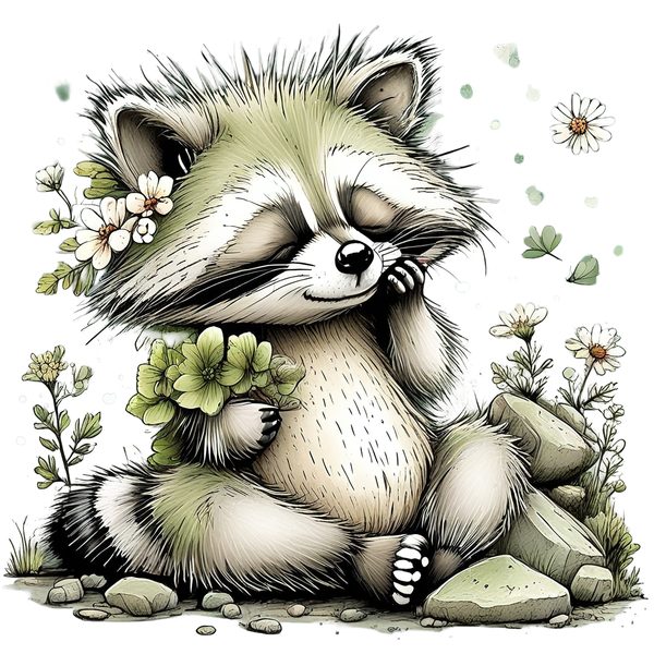 45 Whimsical Raccoon Clipart Bundle | Watercolor Sketch Style | Commercial Use — image 43