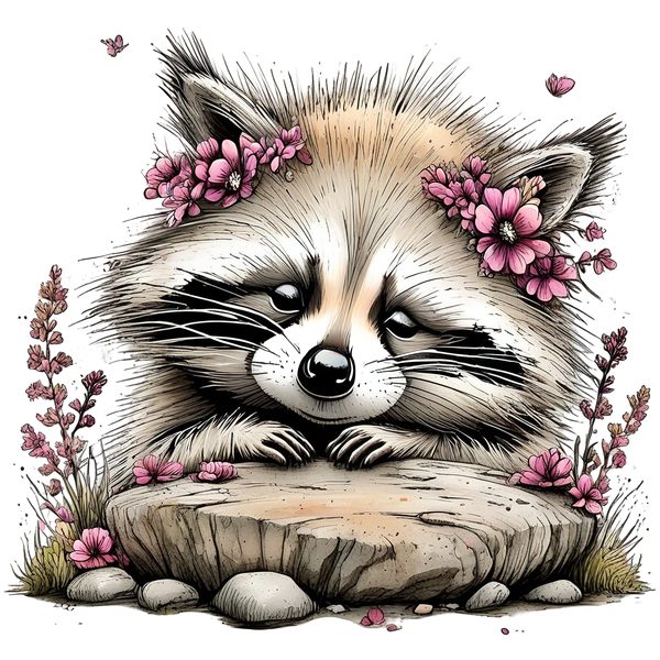 45 Whimsical Raccoon Clipart Bundle | Watercolor Sketch Style | Commercial Use — image 44