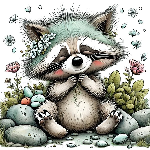 45 Whimsical Raccoon Clipart Bundle | Watercolor Sketch Style | Commercial Use — image 45