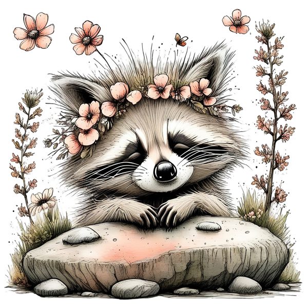 45 Whimsical Raccoon Clipart Bundle | Watercolor Sketch Style | Commercial Use — image 48