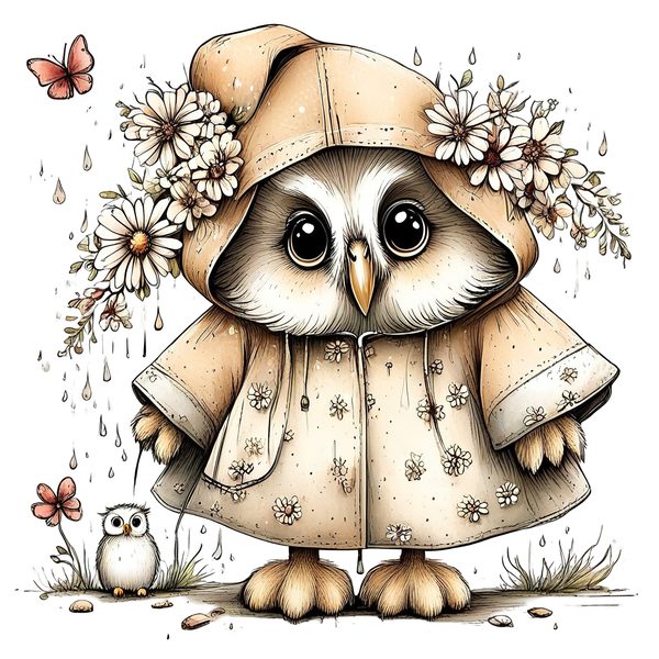45 Whimsical Owls Clipart Bundle | Watercolor Sketch Style | Commercial Use — image 5