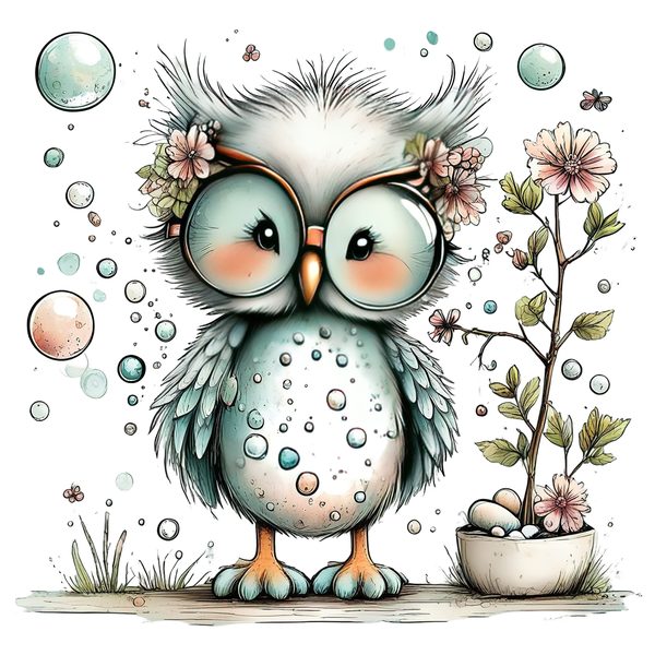 45 Whimsical Owls Clipart Bundle | Watercolor Sketch Style | Commercial Use — image 13