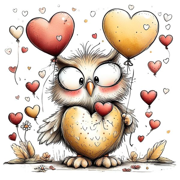 45 Whimsical Owls Clipart Bundle | Watercolor Sketch Style | Commercial Use — image 16