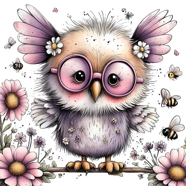 45 Whimsical Owls Clipart Bundle | Watercolor Sketch Style | Commercial Use — image 21