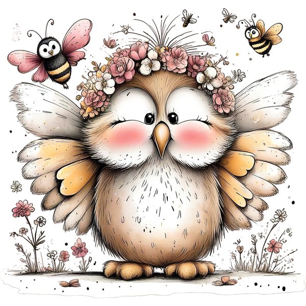 45 Whimsical Owls Clipart Bundle | Watercolor Sketch Style | Commercial Use — image 23