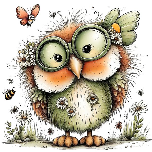 45 Whimsical Owls Clipart Bundle | Watercolor Sketch Style | Commercial Use — image 24