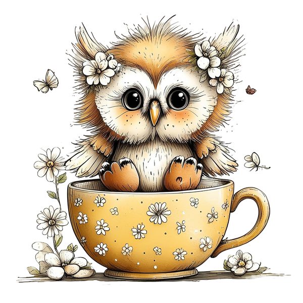 45 Whimsical Owls Clipart Bundle | Watercolor Sketch Style | Commercial Use — image 26