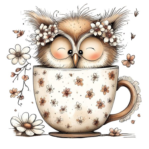45 Whimsical Owls Clipart Bundle | Watercolor Sketch Style | Commercial Use — image 29
