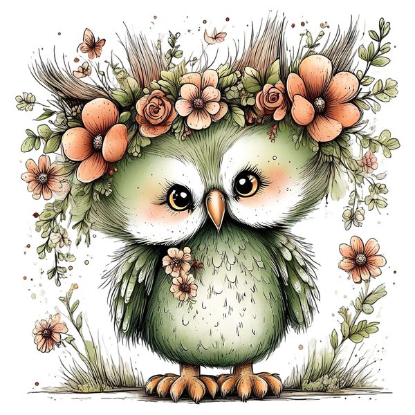 45 Whimsical Owls Clipart Bundle | Watercolor Sketch Style | Commercial Use — image 34