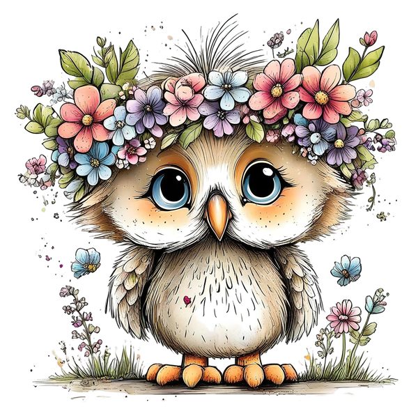 45 Whimsical Owls Clipart Bundle | Watercolor Sketch Style | Commercial Use — image 35