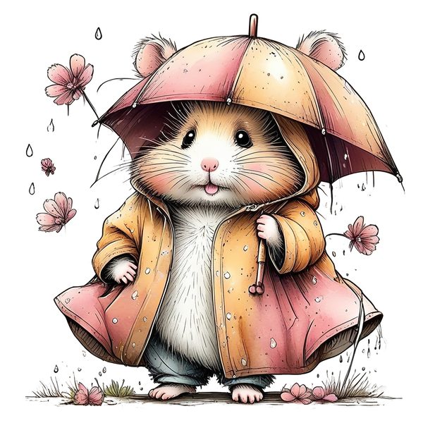 45 Whimsical Hamster Clipart Bundle | Watercolor Sketch Style | Commercial Use — image 2