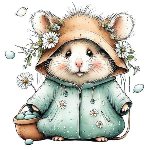 45 Whimsical Hamster Clipart Bundle | Watercolor Sketch Style | Commercial Use — image 3