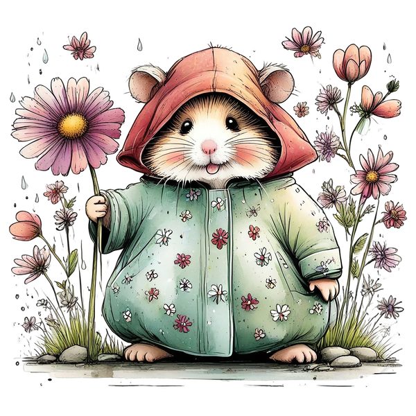 45 Whimsical Hamster Clipart Bundle | Watercolor Sketch Style | Commercial Use — image 4