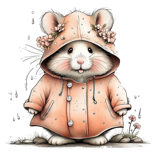 45 Whimsical Hamster Clipart Bundle | Watercolor Sketch Style | Commercial Use — image 5