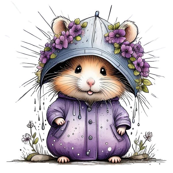 45 Whimsical Hamster Clipart Bundle | Watercolor Sketch Style | Commercial Use — image 6