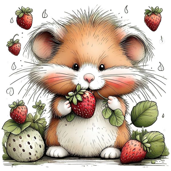 45 Whimsical Hamster Clipart Bundle | Watercolor Sketch Style | Commercial Use — image 7