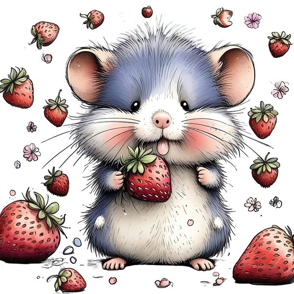 45 Whimsical Hamster Clipart Bundle | Watercolor Sketch Style | Commercial Use — image 8