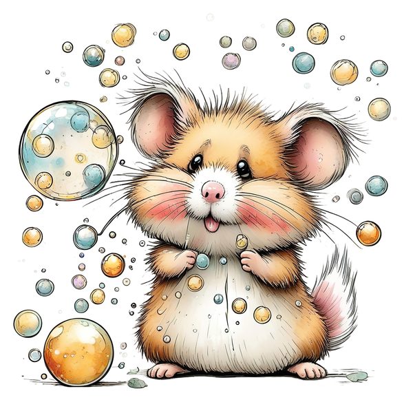 45 Whimsical Hamster Clipart Bundle | Watercolor Sketch Style | Commercial Use — image 10