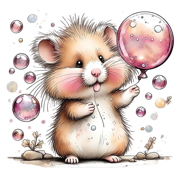 45 Whimsical Hamster Clipart Bundle | Watercolor Sketch Style | Commercial Use — image 11