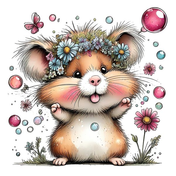 45 Whimsical Hamster Clipart Bundle | Watercolor Sketch Style | Commercial Use — image 12