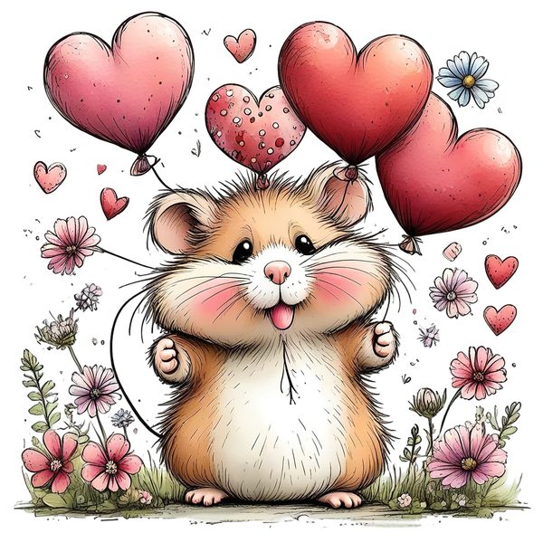 45 Whimsical Hamster Clipart Bundle | Watercolor Sketch Style | Commercial Use — image 18