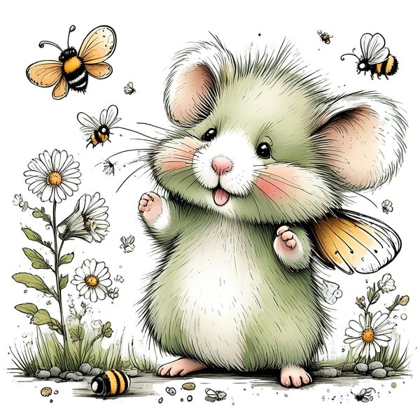45 Whimsical Hamster Clipart Bundle | Watercolor Sketch Style | Commercial Use — image 22